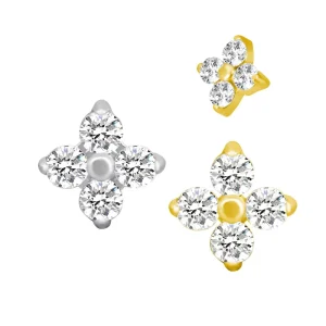 Lip Rings Piercing Earring Jewelry ASTM F136 Titanium CZ Internally Threaded Top Earring Ear Ring Jewelry