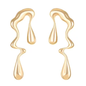 Liquid Irregular Geometric Stud Earrings with Chic and Unique Design Featuring Simple Alloy Droplet shaped Earrings N81009