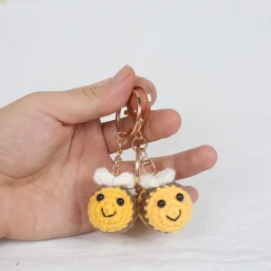 Little Bee Crochet Keychain Handmade Bag Hanging Pendant Accessories Amigurumi Crochet Toys Knitting Yellow Crochet Bee KeyChain