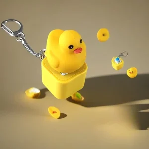 Little Yellow Duck Sound Keychain Pendant Toy Cartoon Cross Border Electronic Stress Relief Button Plastic Model