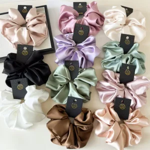 Liwu Classic and Cute Double Layer Cream Hair Band Solid Color Sweet Pleated Hair Scrunchies