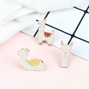 Llama Pins Alpaca Cute Kawaii Animal Brooches Enamel for Black Nickel Plated Women Girl Kids Decoration Cartoon Jewelry