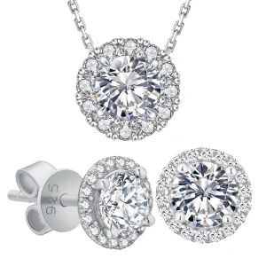 Local US Stock Moissanite Jewelry Set GRA Certified Pass Diamond Tester Women Gift VVS1 925 Silver Stud Earring Pendant Necklace