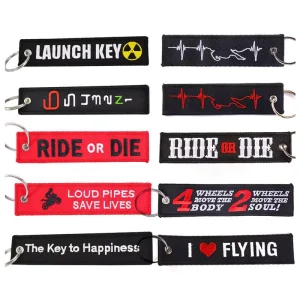 Logo Sublimation Custom Fashion Fabric Woven Logo Keychain Jet Tag
