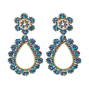 Long Bohemian Wedding Earrings Handmade Crystal Drop and Beaded Fringe Ear Jewelry Festival Vacation