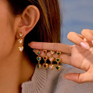 Long Chain Layered Drop Earrings Hollow Out Metal Design Modern Sophisticated Fashion Dangle Earrings for Evening Dating