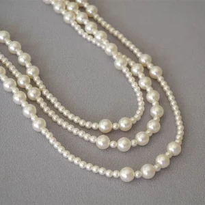 Long Multi Layered Pearl Necklace for Women