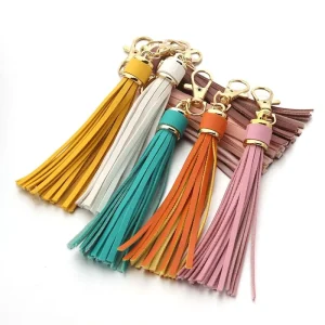 Long PU Leather Tassel Keychain Pendant DIY Bag Decoration Carabiner For Women & Glamour Girls