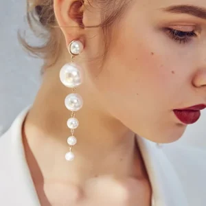 Long Pearl Earrings for Women Simulated Pearl Party Wedding Statement