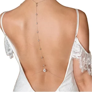Long Pearl Tassel Back Chain Simple Bridal Backless Dress Body Chain