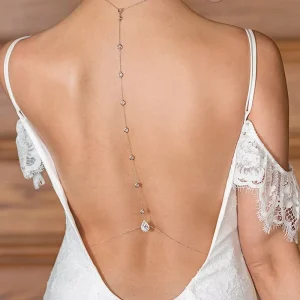 Long Tassel Back Chain Baroque Cz Bead Neck Chain Sexy Crystal Body Chain for Beachwear
