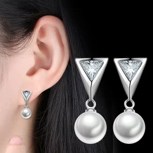 Long Water Droplet Zircon Earrings Korean Version Pearl Earrings Suitable for Women’s Holiday Gifts