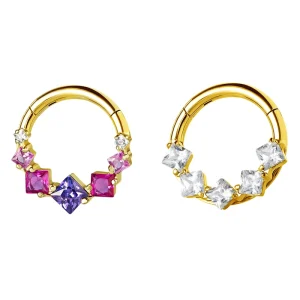 Lotus In Stock ASTM F136 Titanium Diamond CZ Hinged Septum Segment Nose Earring Rings Fine Fashion Body Piercing