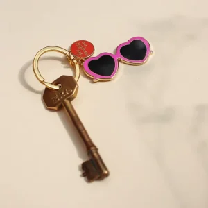 Love American Colorful Sun Flower and Red Heart Key Ring Charms Small Souvenir Gift Creative Bespoke Design 2 Charms Key Chains