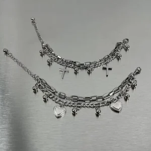 Love Bear Double Layer Alloy Bangle Women Vintage Cold Style Girls Ins Students Versatile Couple Best Friend Men