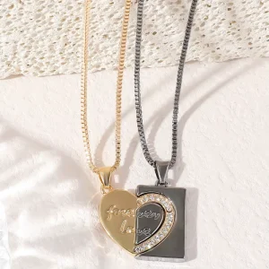 Love Heart Couple Pendant Fine Fashion Jewelry Stainless Steel for Necklaces Set