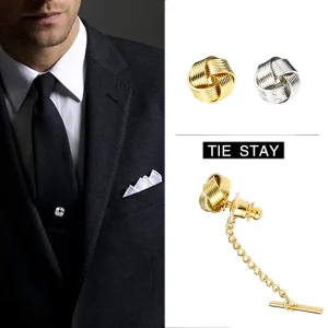 Love Knot Collar Lapel Pin Chain Tie Brooch Custom Men Suit Shirt Fashion Accessory Wedding Tuxedo Trendy Jewelry Gift