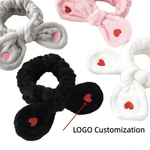 Love embroidery custom women’s headband Rubber band headband Suitable for SPA facial cleansing bathing outdoor parties