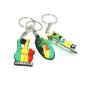 Lovely Cartoon Soft Glue Key Ring Accessories Tourist Style DIY Jamaica Logo Giveaway PVC Travelpro Die Cut Keychains