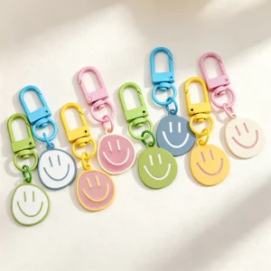 Lovely Key Bag Charms Multi Color Enamel Metal Happy Smile Face Keychain Accessories for Women