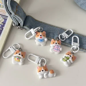 Lovely Short Leg Corgi Key Ring Trendy INS Style Pet Charm Decorative Hanging Ornament for Handbag Car Keys Gift