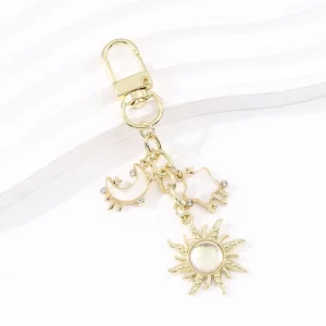 Lovely Sun Star Moon Inlay Series Enamel Key Chain Bag Charms