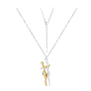 Love’s Embrace Fashion Personalized Couples 18K Plated Pendant Necklace for Unisex