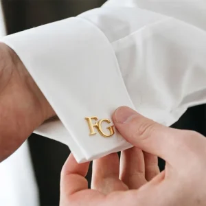 Low MOQ Custom Metal Craft Shiny Gold Plated Monogram Cufflinks Pin Personalized Initial Letter Cuff Links for Men