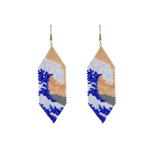 Low Moq Bohemia Style Handmade Natural Pattern Miyuki Beaded Fashion Jewelry Earrings for Women