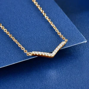 Low Price Hot Selling Sale Iced Non Tarnish 14K Gold Plated 925 Silver 1mm VVS1 Grade Certified Moissanite Lariat V Necklaces
