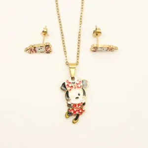 Low Price Latest Designed Stainless Steel Adorable Classic Cartoon Fashion Jewelry Sets for Women Girls and Kids