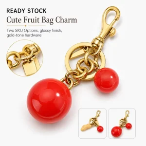 Lucky Cute Persimmon Peanut Fruit Resin Keychain Bag Charm Pendant Car Key Ring Hanging Ornament