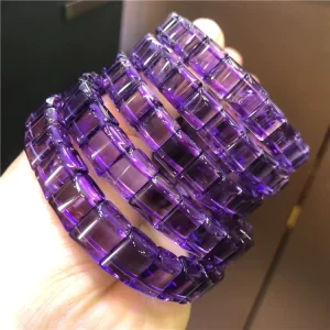 Lucky Natural Amethyst Manual Women’s Fashion Crystal Bangle Jewelry Birthday Gift