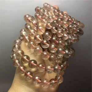 Lucky Natural Hair Crystal Semi-precious Stone Ball Bracelet Red Hair Crystal Stone Fashion Woman Ornament