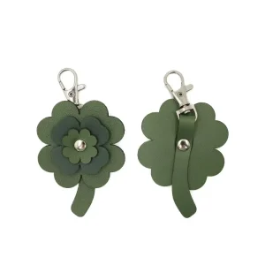 Lucky PU Leather Birthday Mini Bag Light Key Chains Durable Die Cutting Printing Stylish Multi-layered Four-leaf