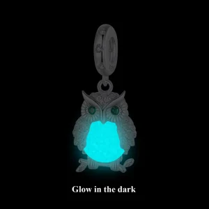 Luminous Charms Bead 925 Sterling Silver Owl Pendant Dangle Fit Original Charm Bracelet Jewelry DIY Accessories BSC953