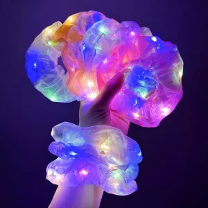 Luminous Mesh Hair Scrunchies Glowing Hair Ties Flash Hair Bands for Party & Concert Women Hair Accessories