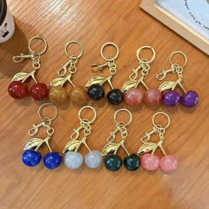 Luxurious Fashionable Crystal Handbag Accessories Cherry Bag Charm Accessories Cherry Charm Ladies Handbag Accessories