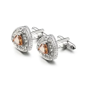 Luxurious Rhinestones Shirt Cufflinks for Mens High Quality Champagne Zircon Cuff Links Accessories