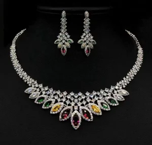 Luxurious Temperament Set Large Pearl Inlaid Embellishment Necklace and Earring Set Wedding Jewelry 2 Pieces