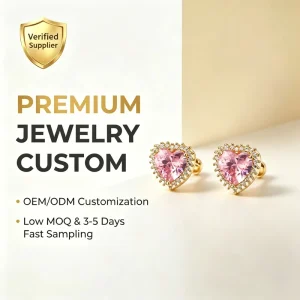 Luxurious for Women, pink Zirconia, Unique Design, 18K Gold-plated Earrings, Elegant Titanium Steel Necklace