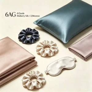 Luxury 100% Real Natural Mulberry Silk Pillowcase Sleep Mask Scrunchie Set Envelope with Zipper Pillowcase Anti Bacteria