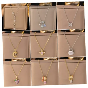 Luxury 18K Gold plated Stainless Steel Multi Shape Necklace Jewelry for Women