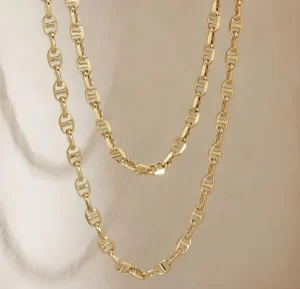 Luxury 18K Solid Gold Pig Nose Necklace Italian Craftsmanship Au750 Coffee Bean Link Chain Custom Length Fine Jewelry
