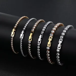 Luxury 3/4/5MM Miami Custom Stainless Steel No Fade Tennis Chain Bracelet 3A Zircon Handmade Armband for Men Women