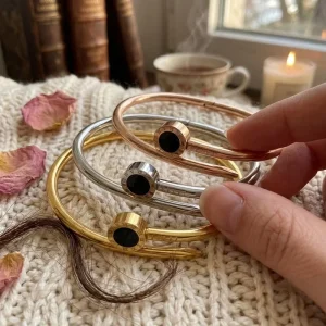 Luxury 316L Stainless Steel Roman Numeral Bangle Stackable Bracelet