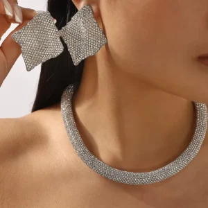 Luxury All Crystal Rhinestone Necklace Earring Set Fashion Accessories