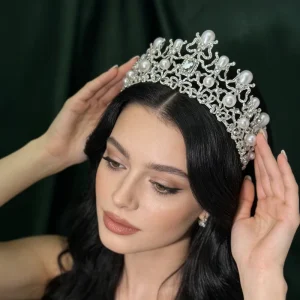 Luxury Alloy Gold Silver Plated Vintage European Style Bridal Tiara Wedding Crown Bride Hair Accessories for Wedding Quinceanera