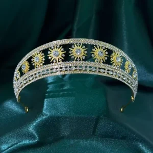 Luxury Alloy Gold Silver Plated Vintage European Style Bridal Tiara Wedding Crown Bride Hair Accessories for Wedding Quinceanera