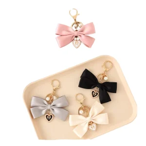Luxury Alloy Pearl Keychain Doll Shape Handmade Multi-Occasion Cheerleading Bag Charm Pendant Cute Bowknot Key Ring